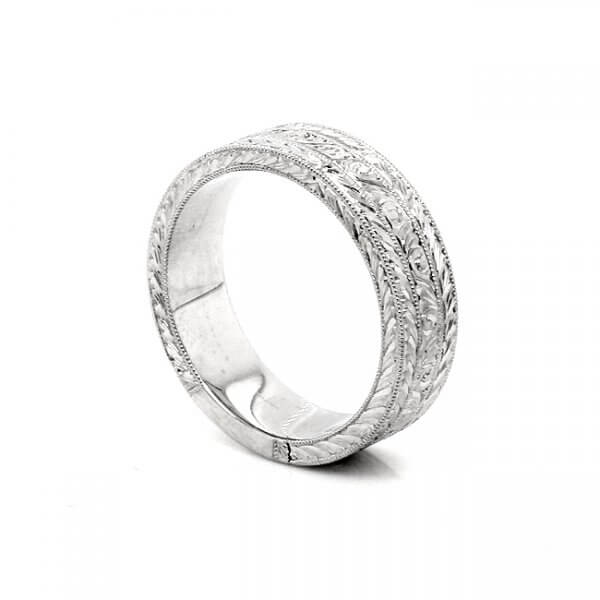 vintage hand engraved wedding band for a guy