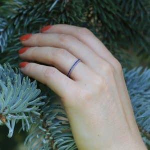 Vintage engraved sapphite channel eternity ring