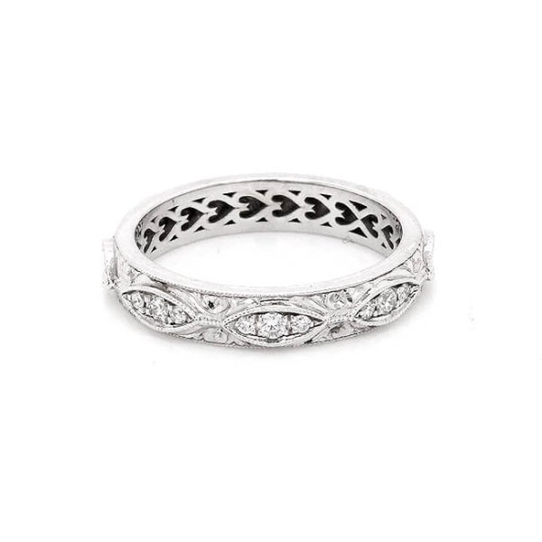 Vintage hand Engraved Diamond Eternity Wedding Ring