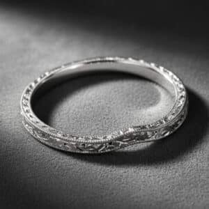antique curved ring enhancer hand engraved milgrain band orospot