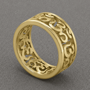 aum symbol mens wedding ring 14k gold polished band engraved symbols eternity ring orospot