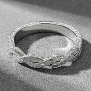braided vintage half way band hand engraved milgrain 14k white gold wedding ring orospot