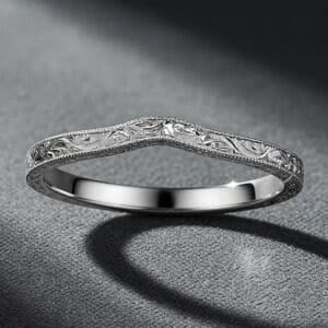 curved hand engraved ring guard 2mm antique contour band orospot