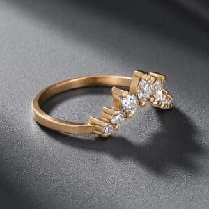 Curved nesting diamond band in 14K yellow gold with 0.46ct lab-grown diamonds and a satin matte finish.