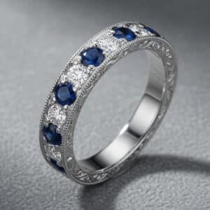 engraved diamond sapphire everyday band hand engraved wedding ring orospot