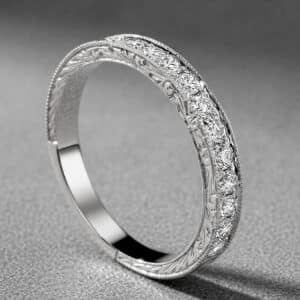 engraved diamond wedding ring antique style high polish vintage band orospot