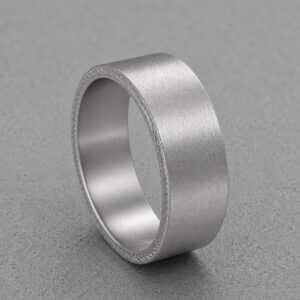 flat matte mens wedding band profile 7mm white gold milgrain edge antique style orospot