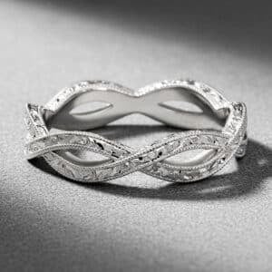 intertwined vintage infinity band milgrain hand engraved wedding ring orospot