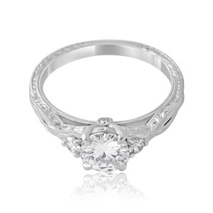 intricate moissanite engraved ring