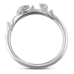 Nature-inspired leaf wedding band in 14K gold with detailed hand-engraved leaf design.