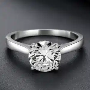 Modern solitaire engagement ring featuring a certified 2ct lab-grown diamond in a classic four-prong setting.