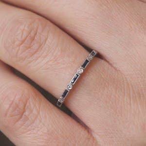 super skinny sapphire and diamond wedding band stackable