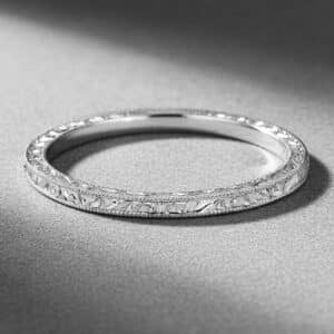 thin vintage engraved band 1.4mm white gold wheat engraving milgrain orospot
