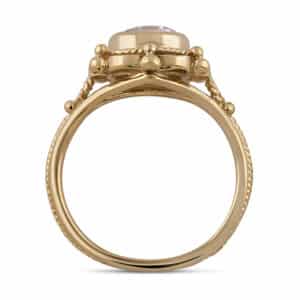Victorian bezel diamond ring in 14K gold with filigree detailing by OroSpot