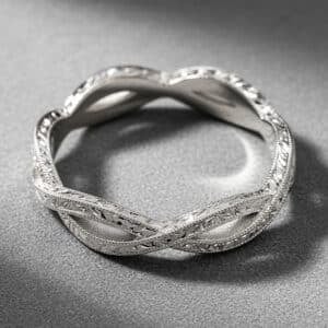 vintage braided infinity wedding ring hand engraved milgrain 14k white gold orospot