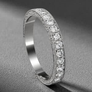 vintage diamond band hand engraved 14k white gold antique wedding ring orospot