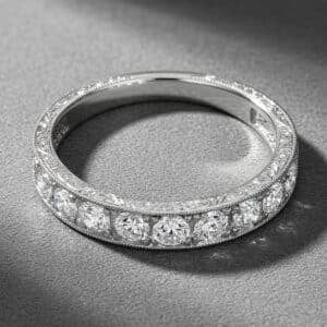 vintage diamond wedding ring 1ct 4mm round diamonds hand engraved milgrain band 14k gold orospot