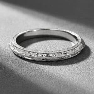 vintage knife edge wedding band hand engraved milgrain white gold orospot