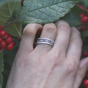 white diamonds channel engraved eternity ring