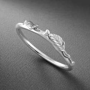 white gold leaf wedding band