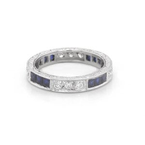 Art Deco Vintage Sapphire and Diamond Band OroSpot