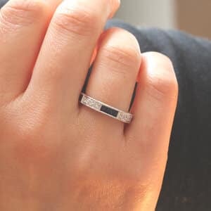 Channel French sapphire and diamond wedding band OroSpot