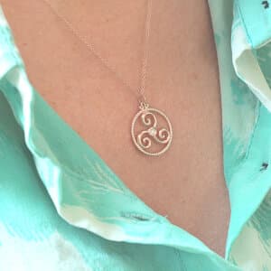 Triskelion triple spiral celtic symbol necklace