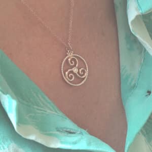 three-legged Triskele diamond necklace by OroSpot