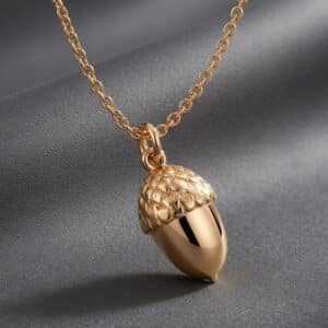 14K gold acorn pendant charm with nature-inspired design by OroSpot.