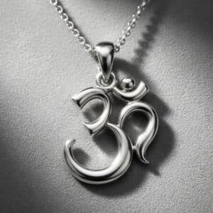 3D OM pendant necklace in solid 14K gold designed by OroSpot in New York City.