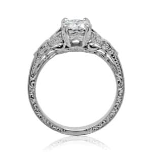 edwardian era engagement ring with filigree and milgrain, old european cut diamond by OroSpot