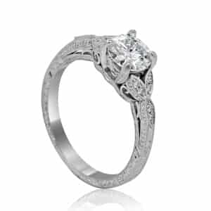 Edwardian leaf engagement ring by OroSpot NY