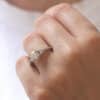 Engraved Floral engagement ring with forever one moissanite in gold by OroSpot