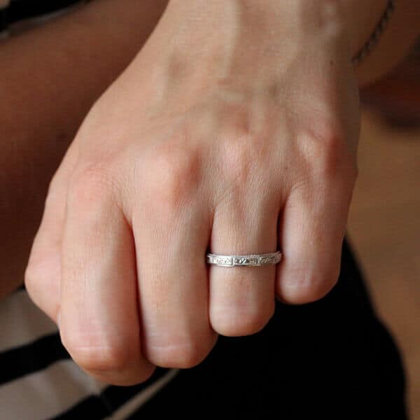 Hand etched vintage wedding band by OroSpot