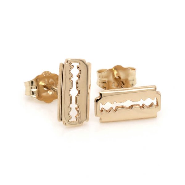 Razor blade earrings solid 14k gold OroSpot