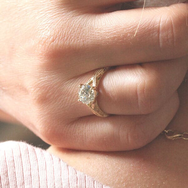 Split shank vintage inspired engagement ring designed by OroSpot
