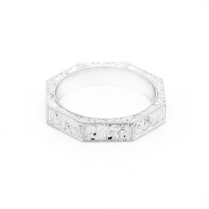 Vintage-octagon-hand-carved-wedding-band-OroSpot