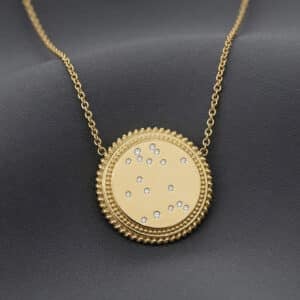 Diamond Gemini zodiac constellation necklace in solid gold by OroSpot.