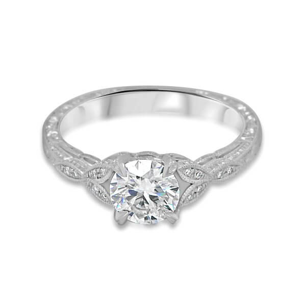 hand engraved diamond engagement ring by OroSpot