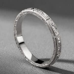 sectional art deco engraved wedding ring geometric vintage 14k gold band orospot