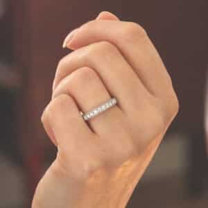 3mm pave diamond antique style wedding band with engraving and milgrain by OroSpot