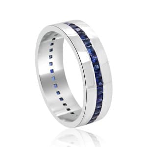 Elegant contemporary men's band with sapphires