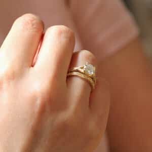 Forever one Moissanite vintage engraved wedding set by OroSpot