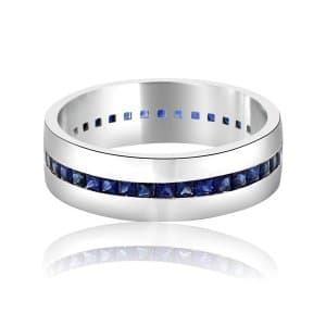 Modern men's wedding band with sapphires