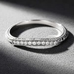 engraved vintage diamond enhancer band milgrain wedding ring orospot