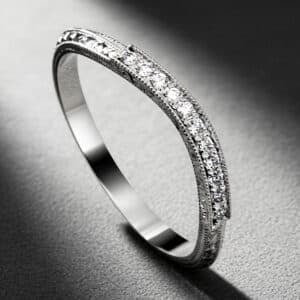 vintage diamond ring guard pave hand engraved curved band orospot