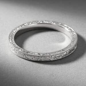 2mm hand engraved eternity band scroll engraving solid gold vintage orospot