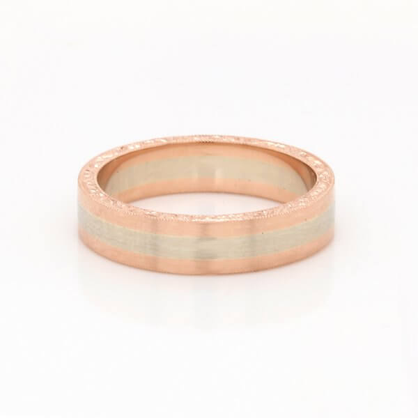 Antique inspired hand carved stripe gold band OroSpot