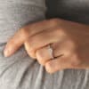 Hand carved and etched square engagement ring OroSpot