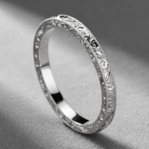 straight antique scroll engraved band solid gold wedding ring orospot